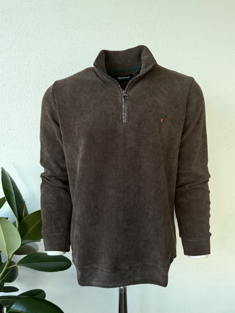 Barbour Kahve Dik Yaka Sweat GENİŞ KALIP