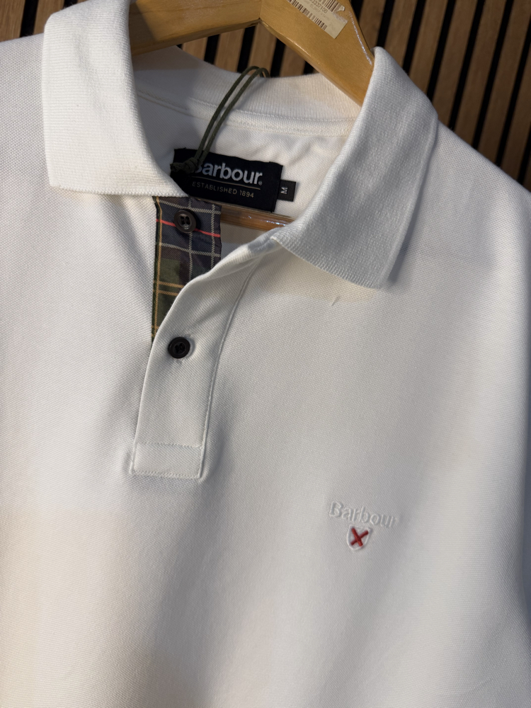 Barbour Polo Yaka Tişört Beyaz Tam Kalıp !