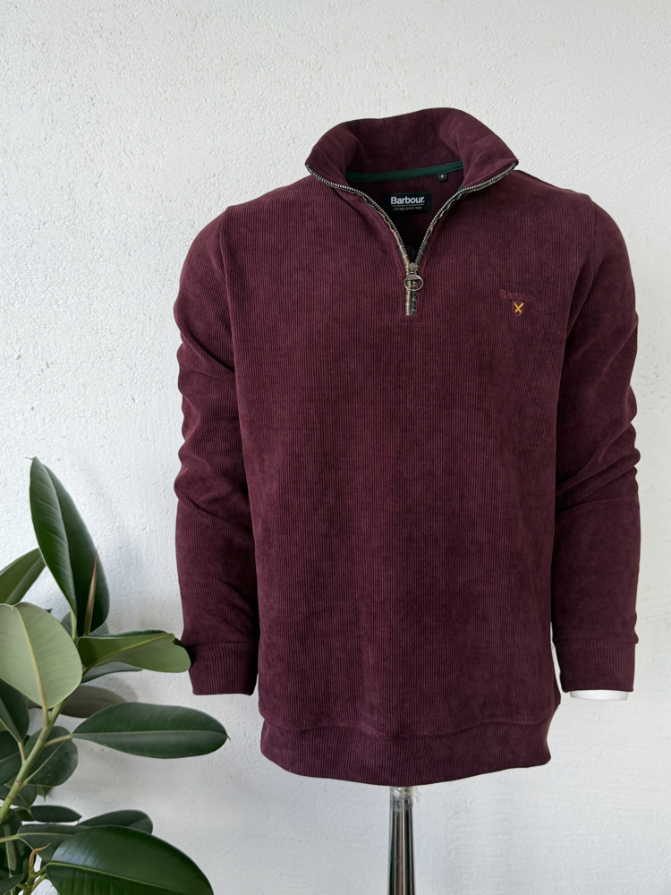 Barbour Bordo Dik Yaka Sweat GENİŞ KALIP