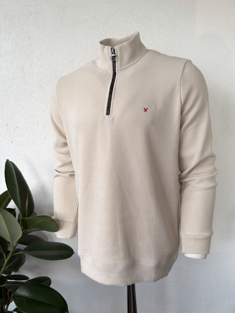 Barbour Krem Dik Yaka Sweat GENİŞ KALIP