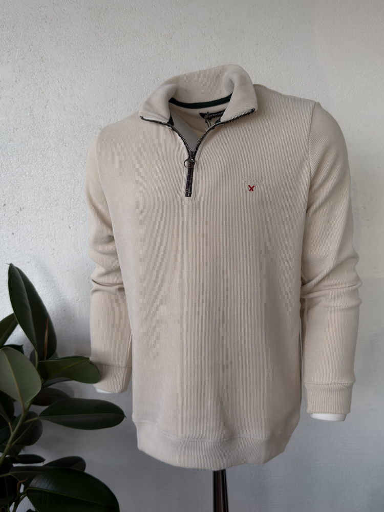 Barbour Krem Dik Yaka Sweat GENİŞ KALIP