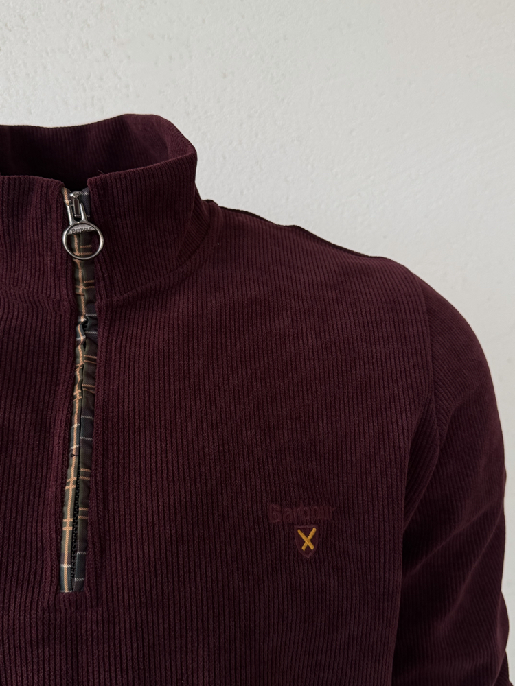 Barbour Bordo Dik Yaka Sweat GENİŞ KALIP