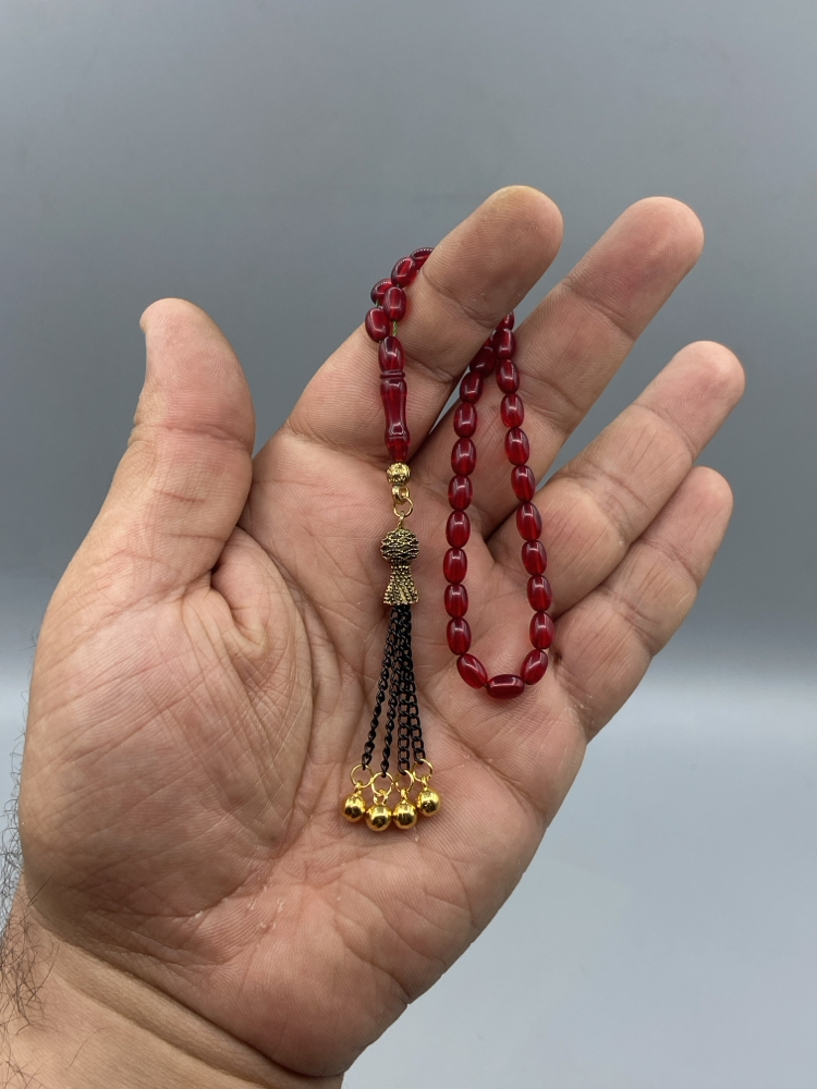 4x7 mm BİLEK BOY ATEŞ KEHRİBAR KAPLAMA PÜSKÜLLÜ