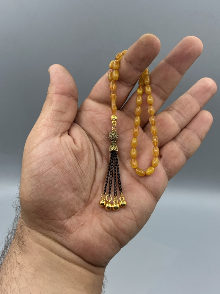 4x7 mm BİLEK BOY SIKMA KEHRİBAR KAPLAMA PÜSKÜLLÜ