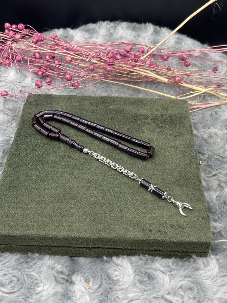 6x10 mm MAVİ SİYAH HARELİ KESME ATEŞ KEHRİBAR KAPLAMA PÜSKÜLLÜ KARTAL PENÇELİ