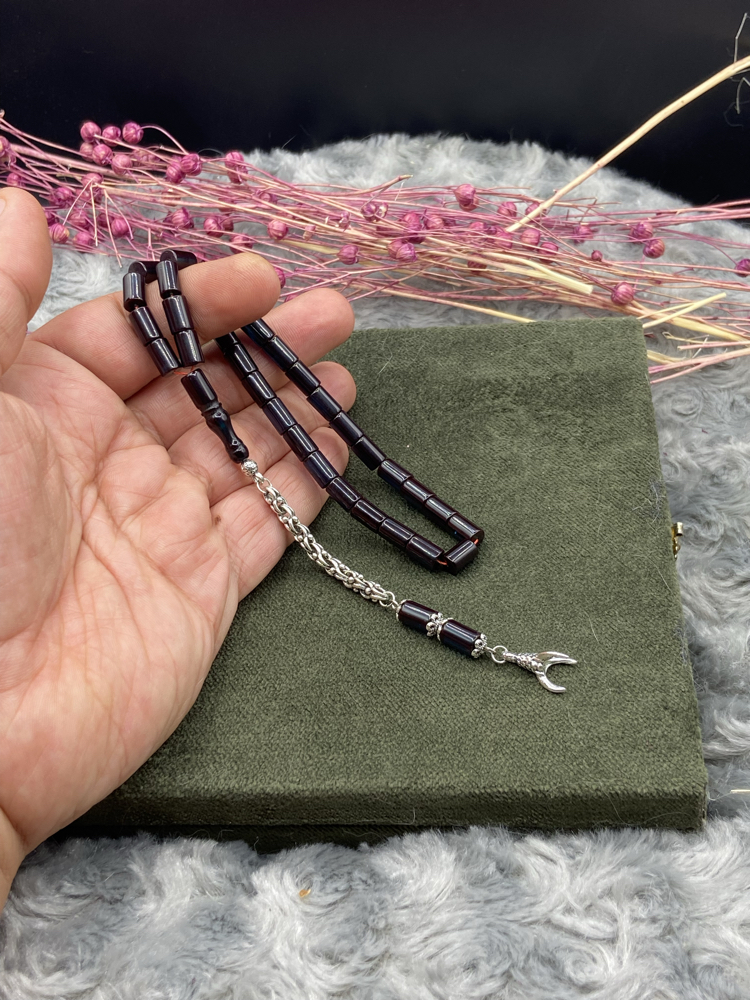 6x10 mm MAVİ SİYAH HARELİ KESME ATEŞ KEHRİBAR KAPLAMA PÜSKÜLLÜ KARTAL PENÇELİ