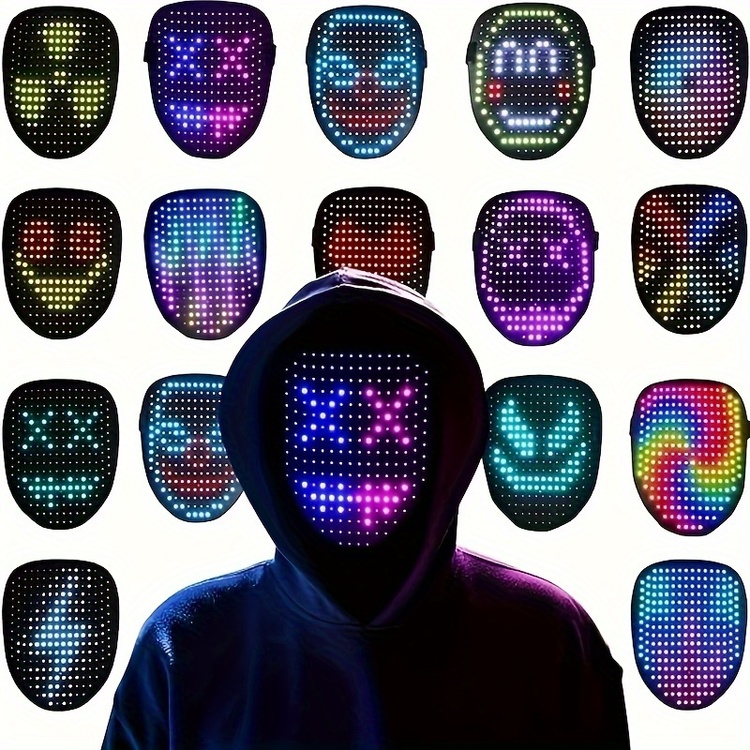 LED’li Maske – USB Şarjlı, 25 Dinamik & 25 Statik Efektli