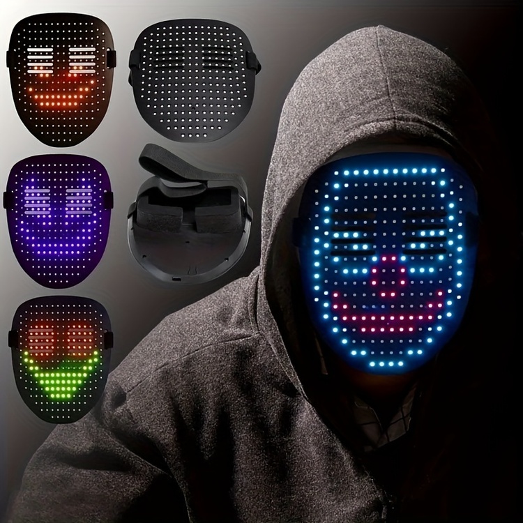 LED’li Maske – USB Şarjlı, 25 Dinamik & 25 Statik Efektli