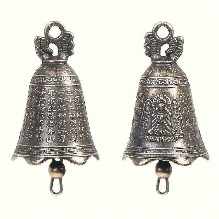 Vintage Yazıtlı Guardian Bell | Uzak Doğu Esintili Antik Çan Tasarımı