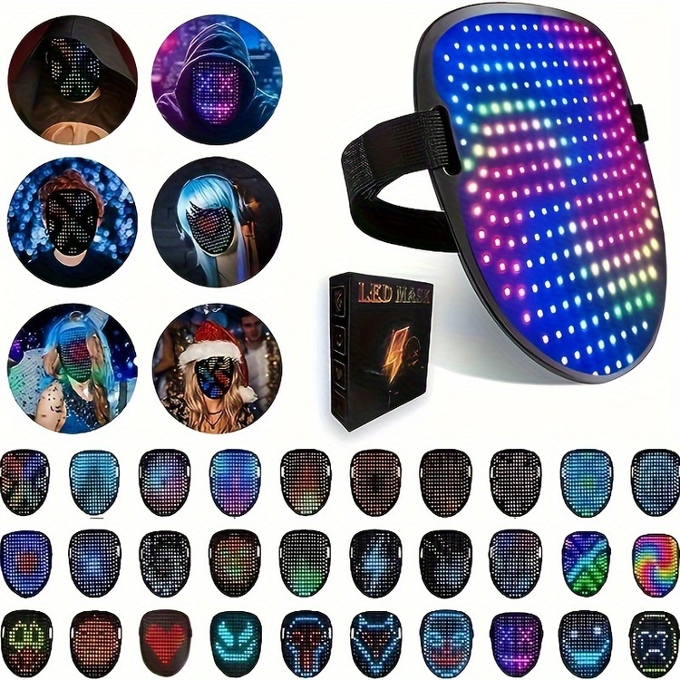 LED’li Maske – USB Şarjlı, 25 Dinamik & 25 Statik Efektli