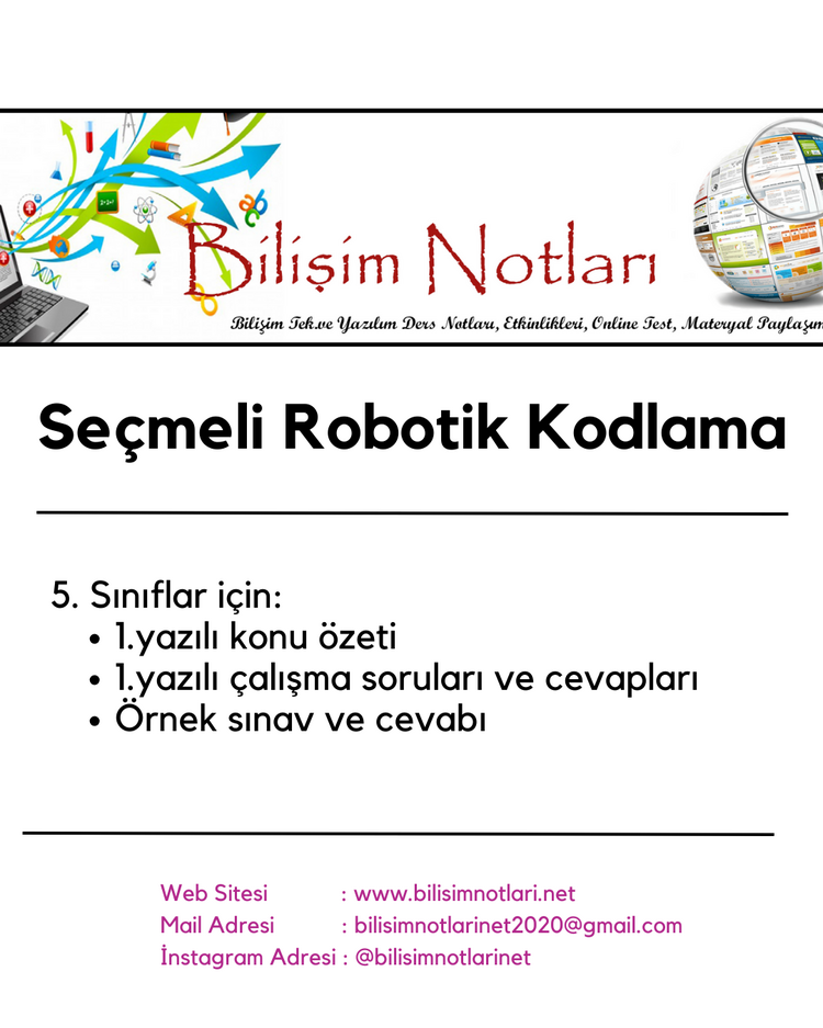 Seçmeli Robotik Kodlama - 2.Dönem 1. Yazılıya Hazırlık