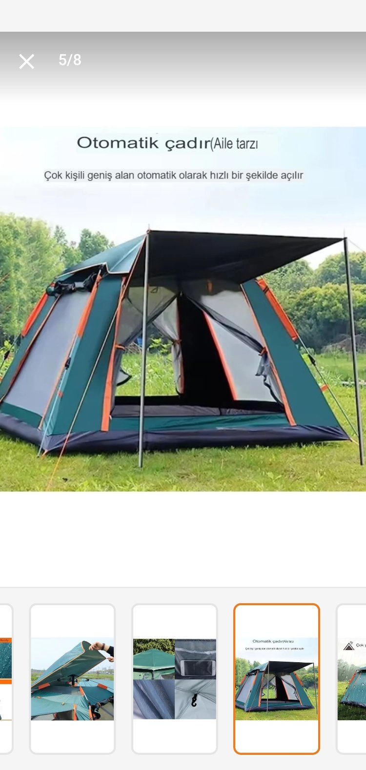 8 Kisilik Otomatik Kamp Çadır 240x240x156cm Dayanıklı Piknik Cadır Cantalı Su Geçirmez