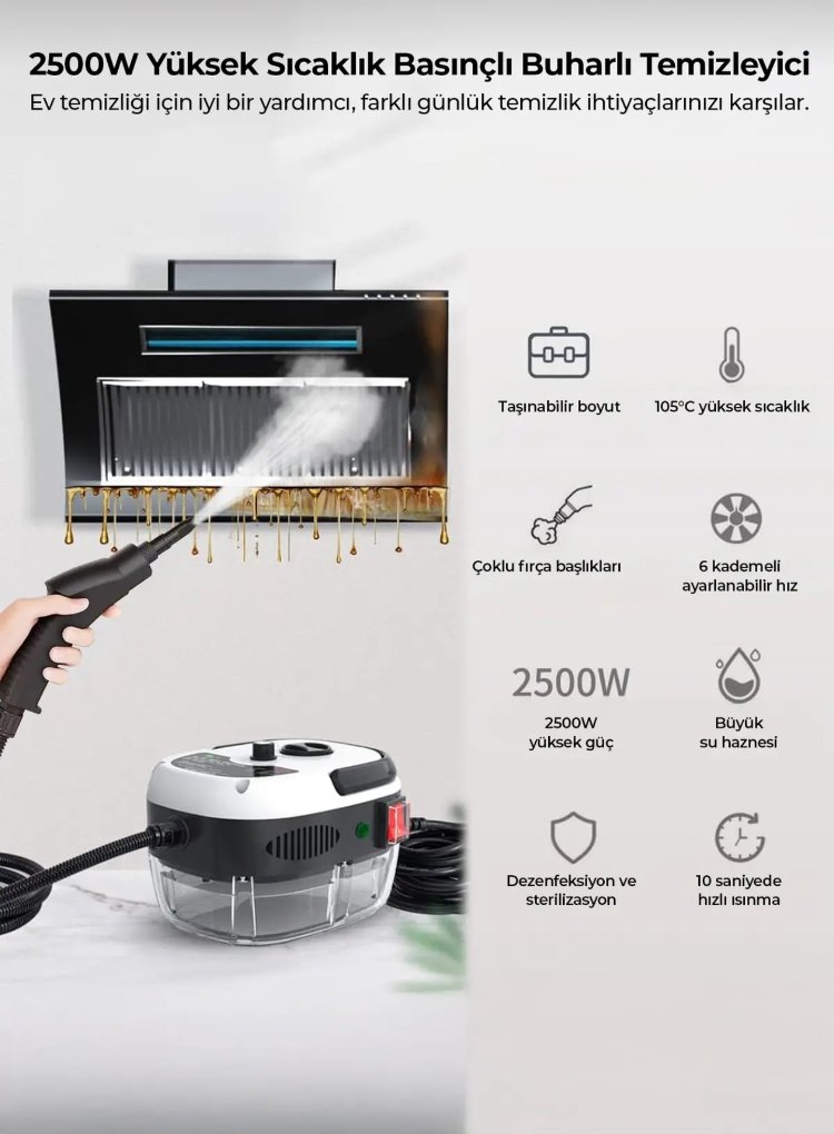 2500W YÜKSEK BASINÇLI BUHARLI TEMİZLEYİCİ
