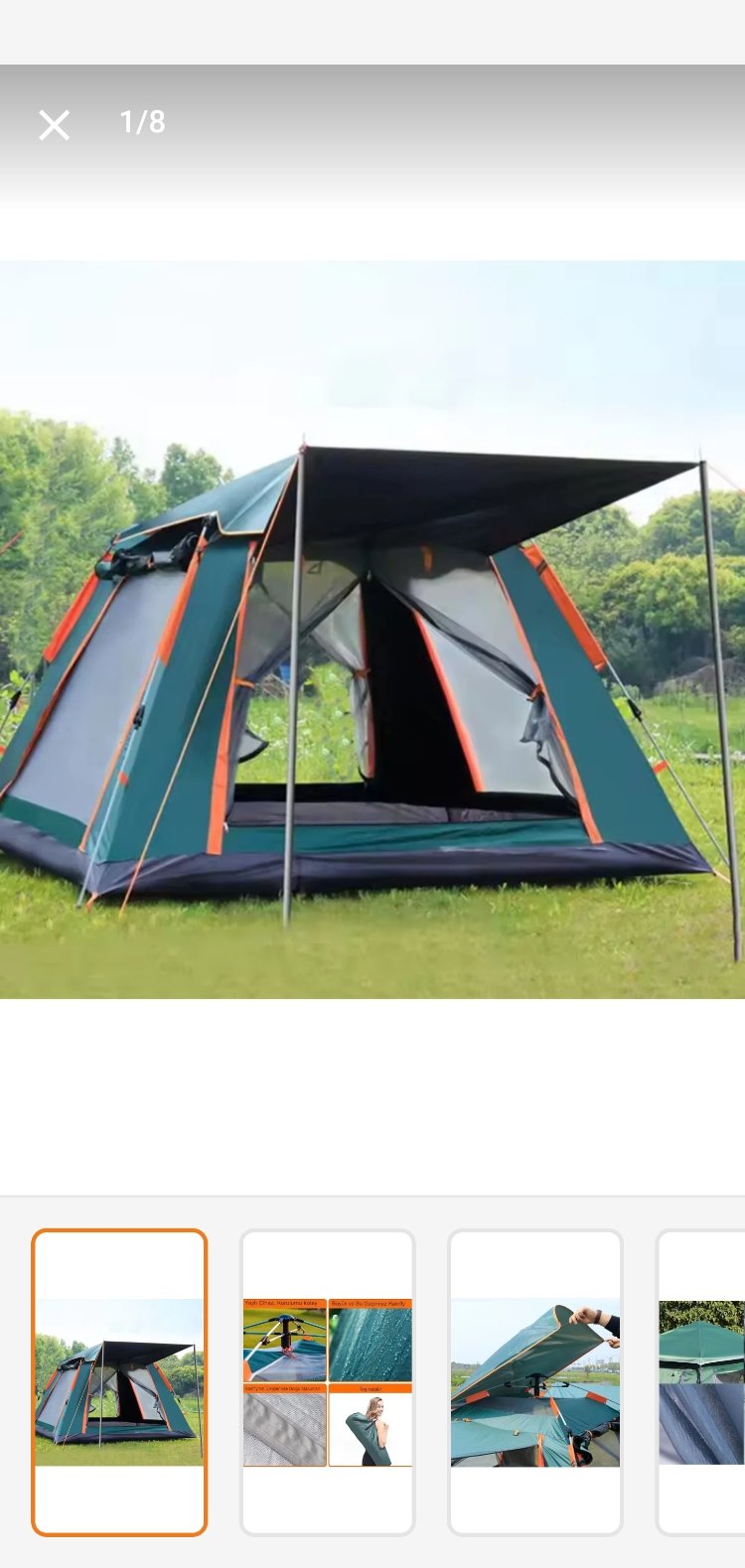 8 Kisilik Otomatik Kamp Çadır 240x240x156cm Dayanıklı Piknik Cadır Cantalı Su Geçirmez