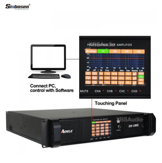 Sinbosen DSP18000Q 4 Kanal Digital DSP Yüksek Kaliteli Power Amplifier Amplifikatör