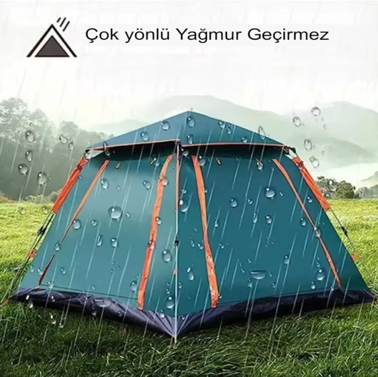 8 Kisilik Otomatik Kamp Çadır 240x240x156cm Dayanıklı Piknik Cadır Cantalı Su Geçirmez