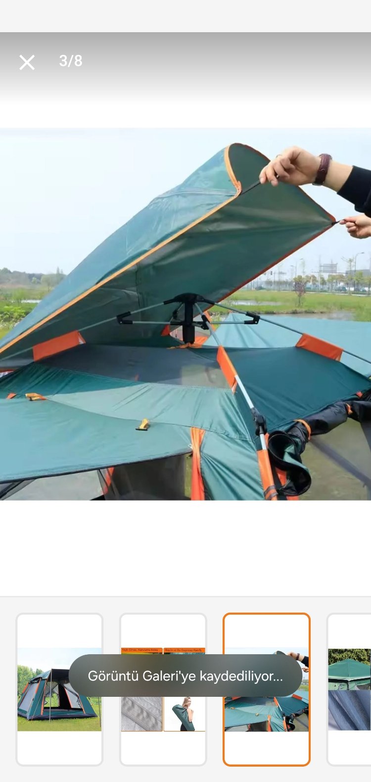 8 Kisilik Otomatik Kamp Çadır 240x240x156cm Dayanıklı Piknik Cadır Cantalı Su Geçirmez