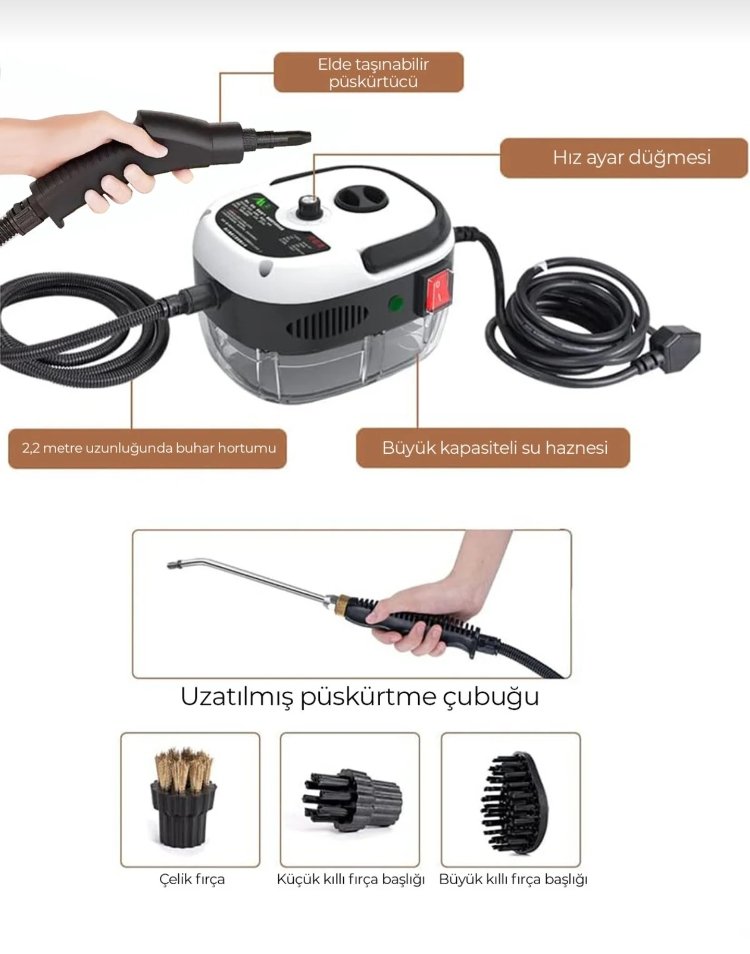 2500W YÜKSEK BASINÇLI BUHARLI TEMİZLEYİCİ