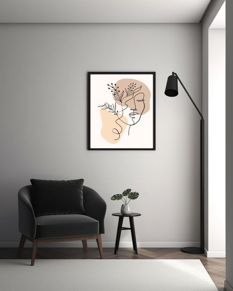 One Line Dekoratif Tablo 35x50