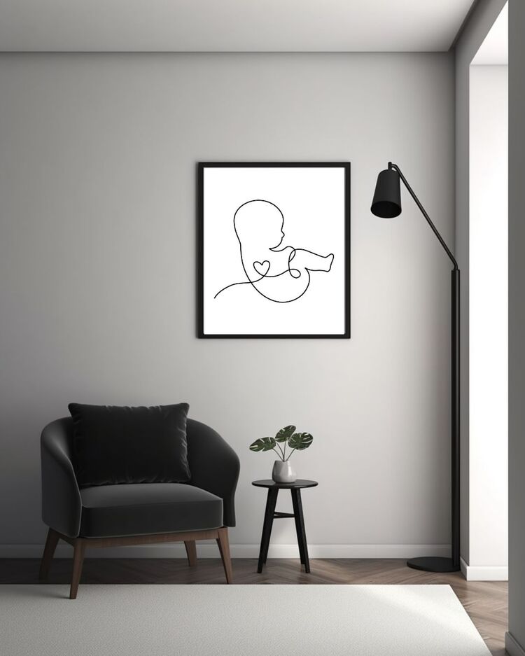 One Line Dekoratif Tablo 35x50