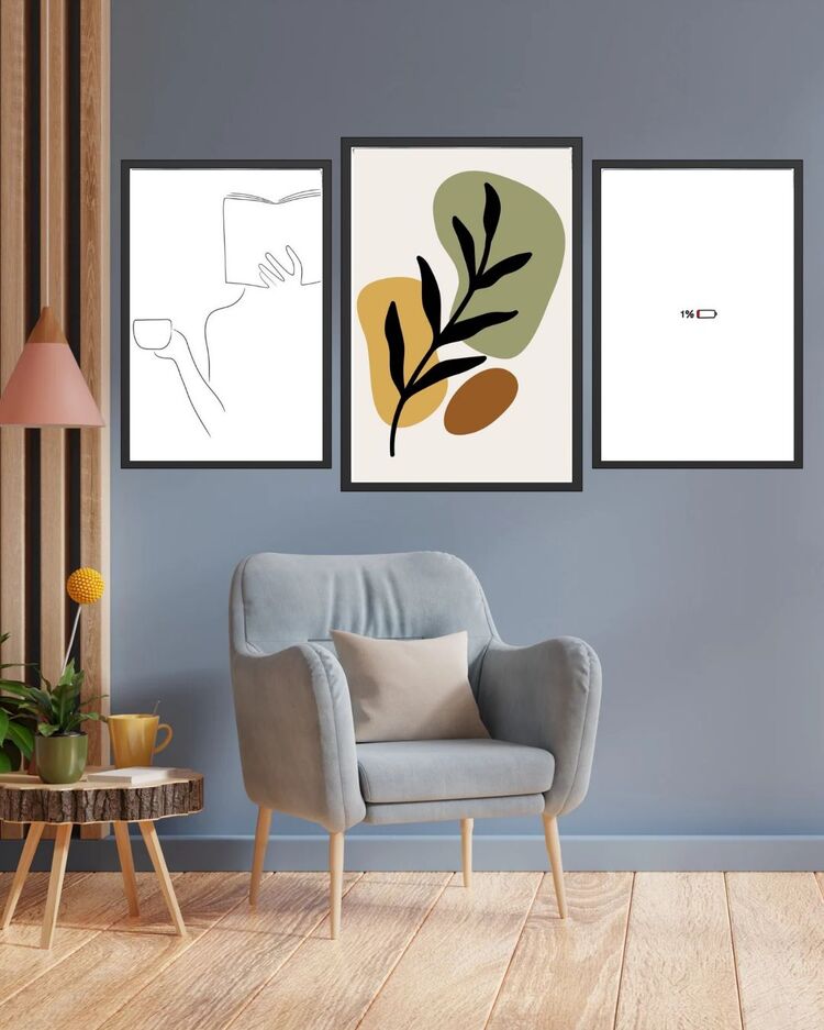 One Line 3'lü Dekoratif Tablo 35x50