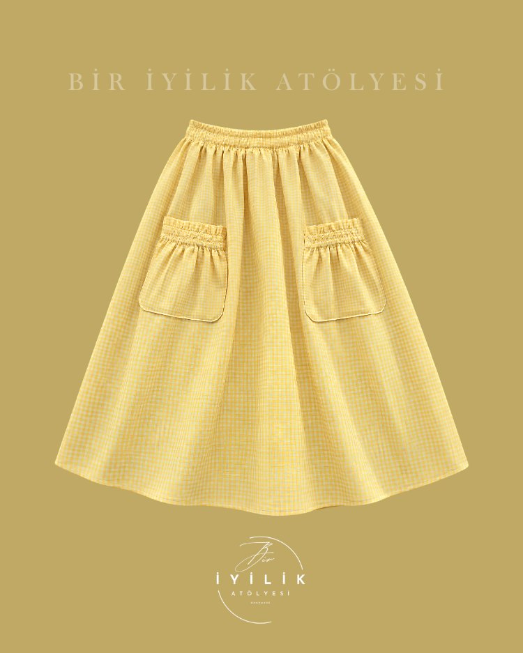 Sarı Poplin Etek