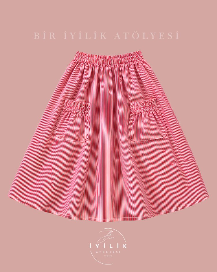 Kırmızı Poplin Etek