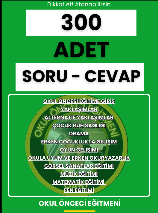 OKUL ÖNCESİ ÖABT 300 ADET SORU ve CEVAP NOTU (2026)