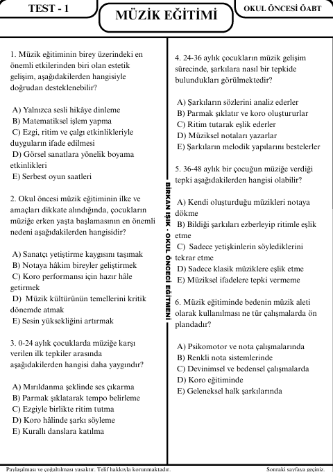 MÜZİK EĞİTİMİ SORU BANKASI - 1. SEVİYE UZMANLAŞTIRAN SERİSİ (2027)