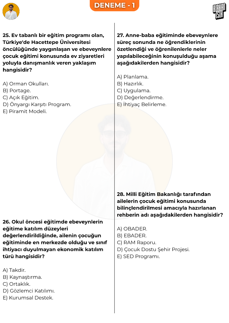 7 ADET TAMAMI ÇÖZÜMLÜ DENEME - OKUL ÖNCESİ ÖABT - (2027)