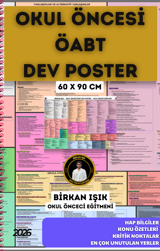OKUL ÖNCESİ ÖABT DEV POSTER (60x90 cm) (A1 Kuşe Kağıdına Renkli Baskı)