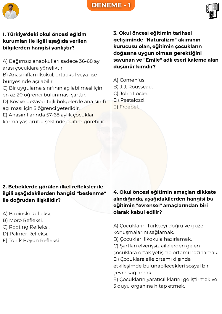 7 ADET TAMAMI ÇÖZÜMLÜ DENEME - OKUL ÖNCESİ ÖABT - (2027)