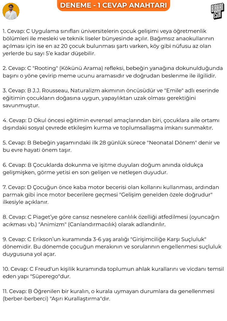 7 ADET TAMAMI ÇÖZÜMLÜ DENEME - OKUL ÖNCESİ ÖABT - (2027)