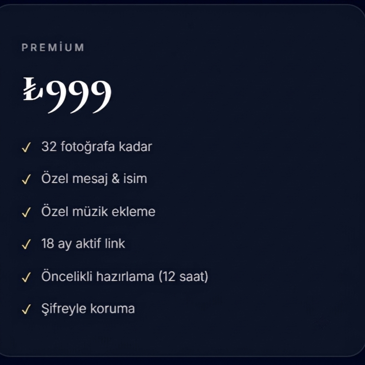 Kişiye Özel Dijital Anı Sayfası Hizmeti Premium