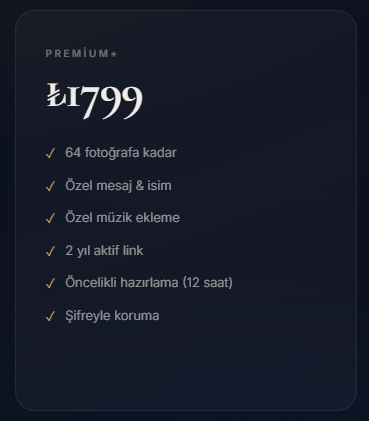 Kişiye Özel Dijital Anı Sayfası Hizmeti Premium+