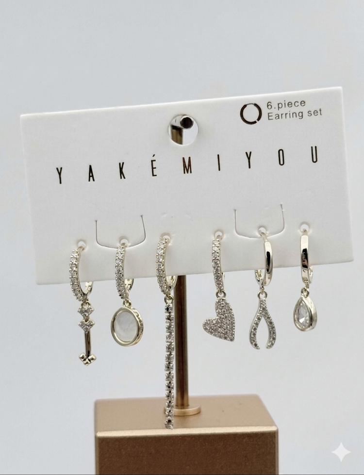 Yakemiou 6 parça Premium Çoklu Küpe Seti