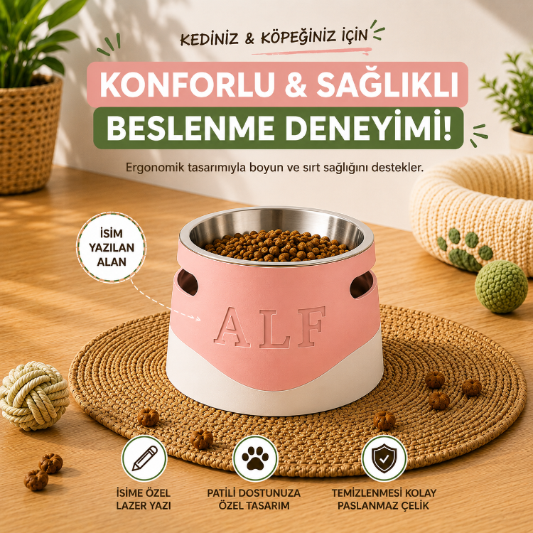 Evcil Hayvan İsme Özel Ergonomik Mama/Su Kabı