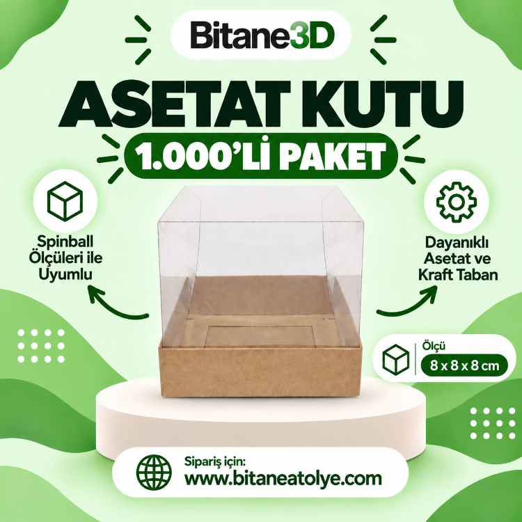 3D Hediyelik Kutusu - 8x8x8mm (Spinball Uyumlu)