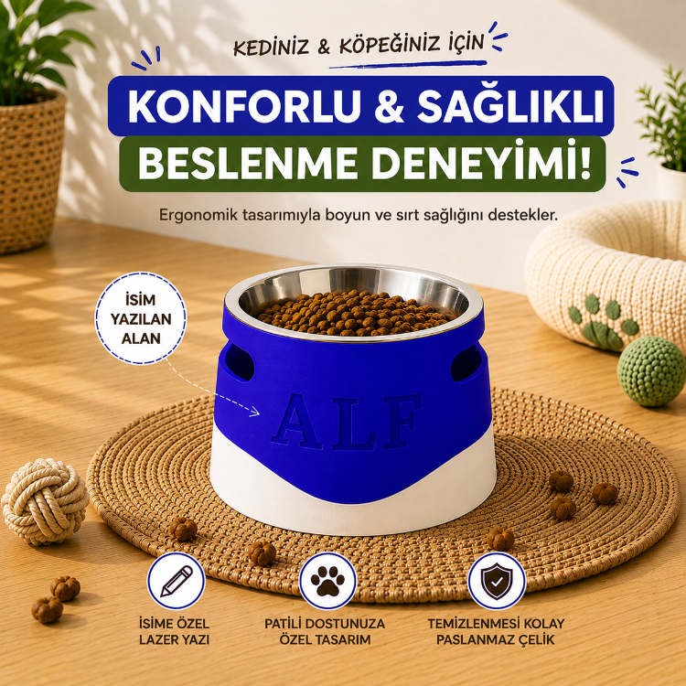 Evcil Hayvan İsme Özel Ergonomik Mama/Su Kabı