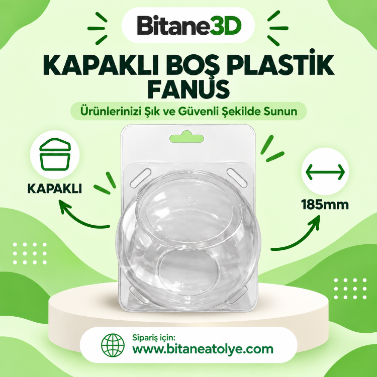 Kapaklı Boş Plastik Fanus – 3D Ürün, Oyuncak ve Hediyelik Ürün Kutusu