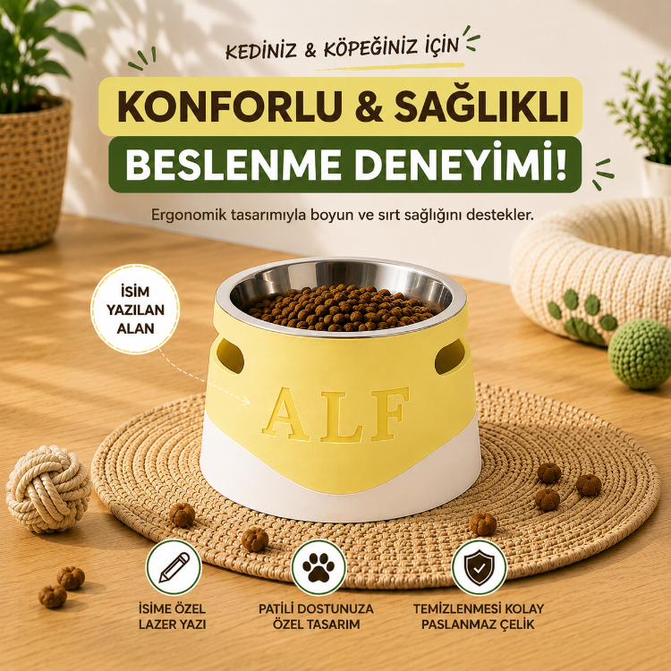 Evcil Hayvan İsme Özel Ergonomik Mama/Su Kabı
