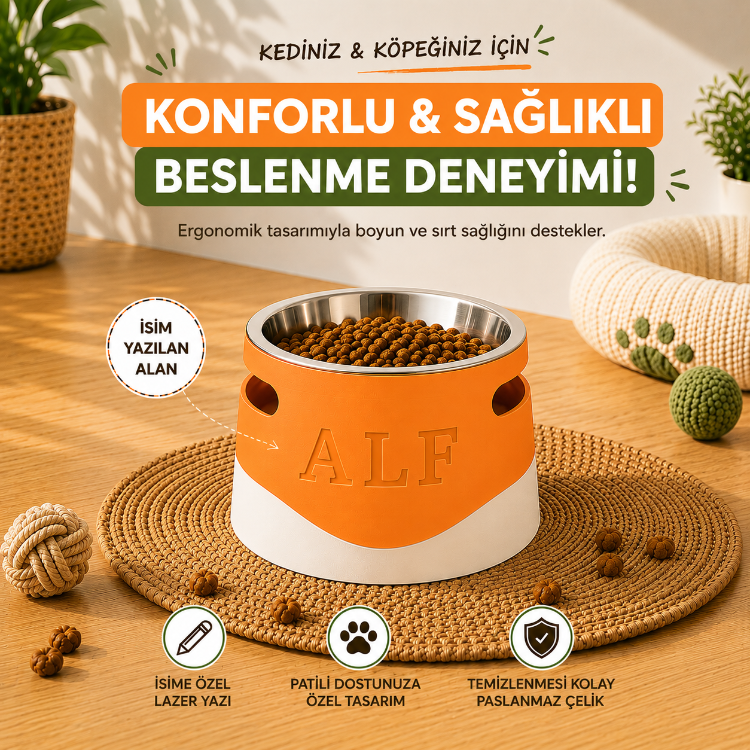Evcil Hayvan İsme Özel Ergonomik Mama/Su Kabı