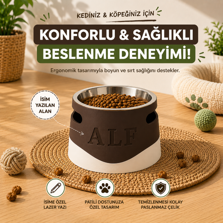 Evcil Hayvan İsme Özel Ergonomik Mama/Su Kabı