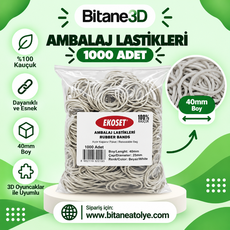 Spinball ve Hoplaç Uyumlu 40mm Beyaz Lastik (1000 Adet)