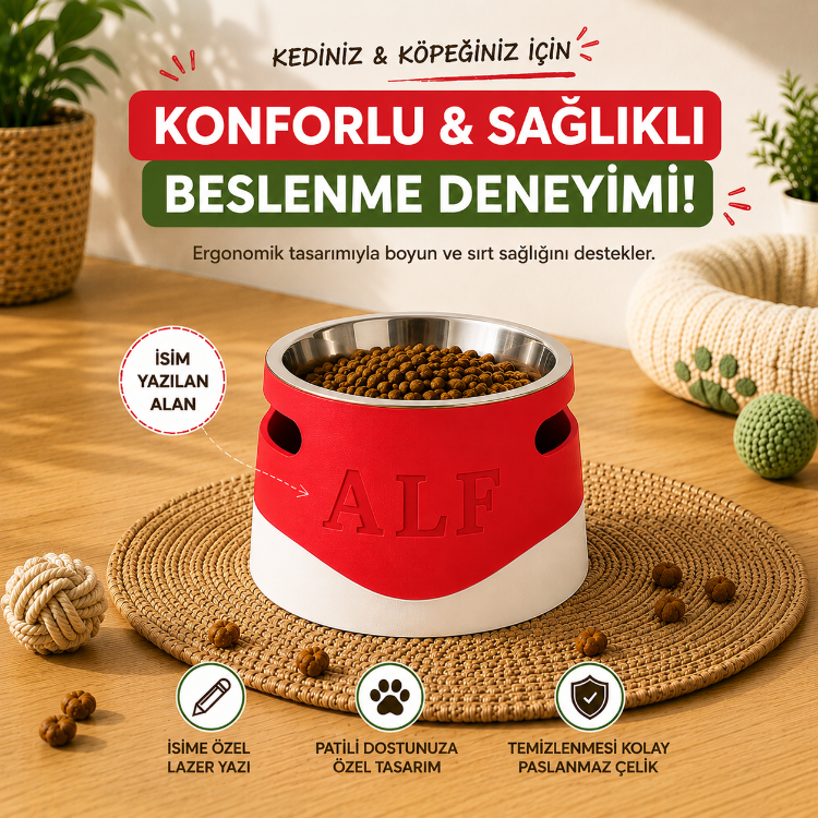 Evcil Hayvan İsme Özel Ergonomik Mama/Su Kabı