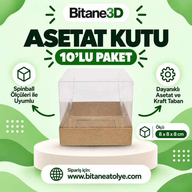 3D Hediyelik Kutusu - 8x8x8mm (Spinball Uyumlu)