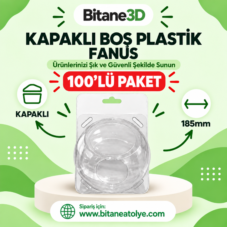 Kapaklı Boş Plastik Fanus – 3D Ürün, Oyuncak ve Hediyelik Ürün Kutusu