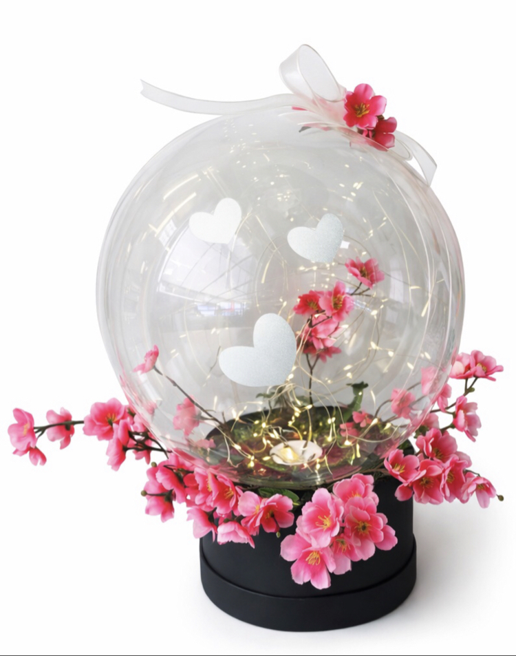 Yapay çiçek tasarımlı led ışıklı bobo balon
