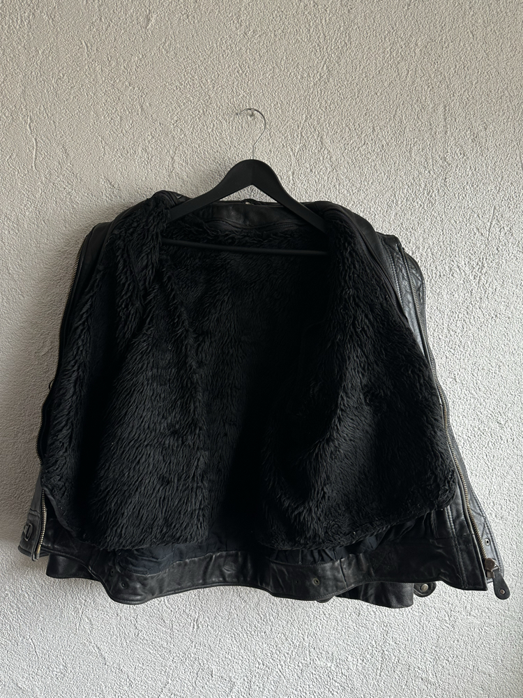 Vintage Fireman Bomber Deri Ceket