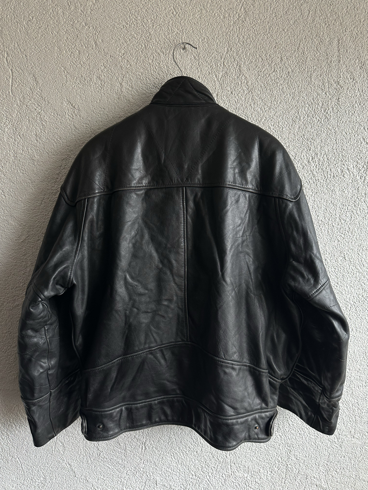 Vintage Fireman Bomber Deri Ceket
